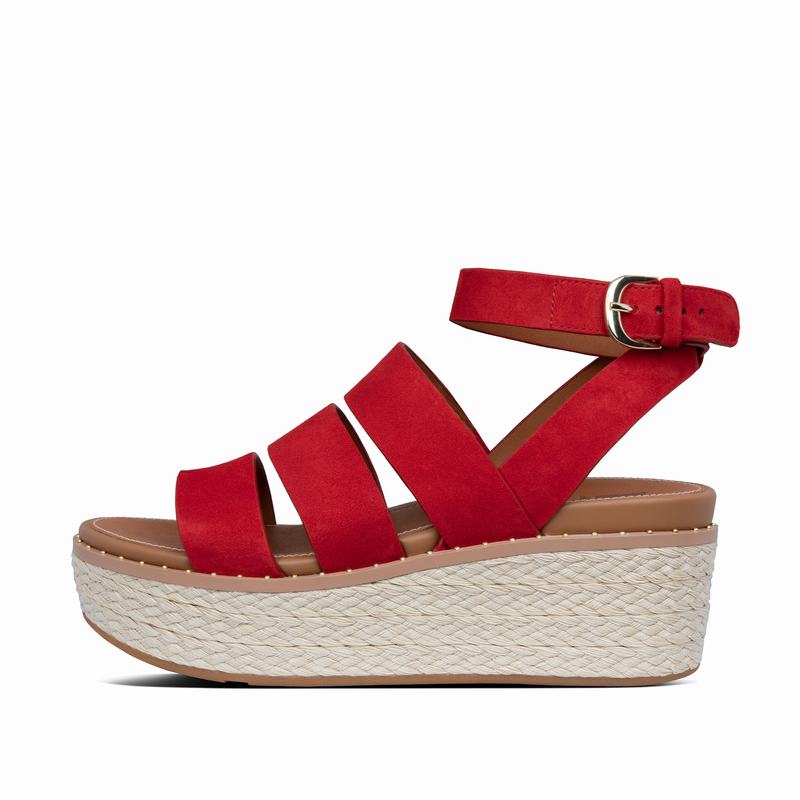 FitFlop Eloise Suede With Ankle Strap Rot - FitFlop Keilsandalette Damen Schweiz [LQRM-80749]